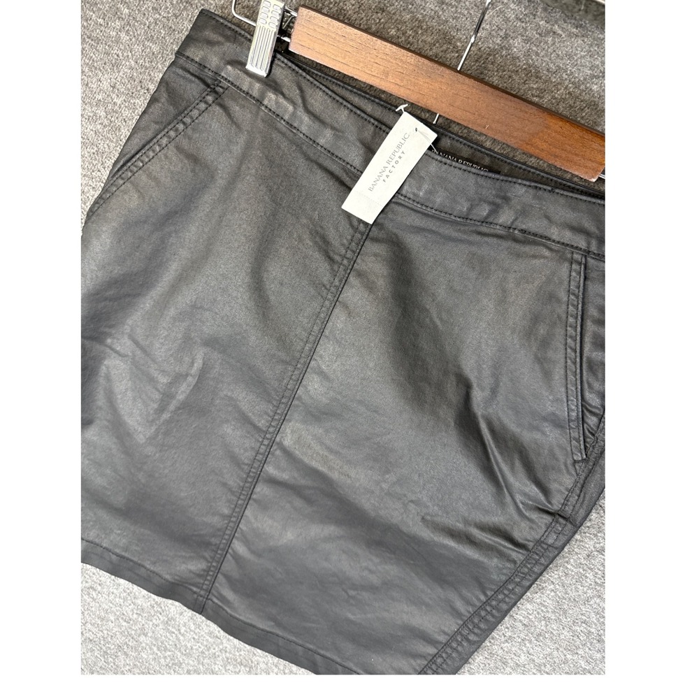 NWT Banana Republic Factory Black Coated Denim Pencil Skirt Size 4 Academia Prep